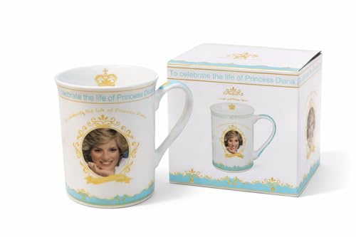 Princess Diana Gedenktasse aus feinem Porzellan, 300 ml, elegante Tee- und Kaffeetasse aus Keramik mit dekorativem Porträt-Design, Sammlerstück, in Box