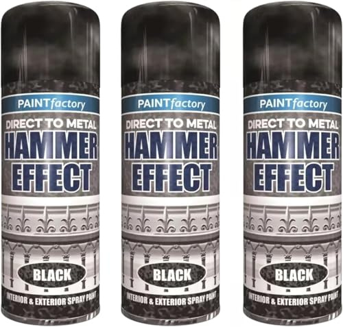 Neel Saanjh Black Hammer Effect Spray Paint, Durable, Fast-Drying, Professional, Long-Lasting, Easy Spray Application, Ideal for Gates, Railings, Tools, Furniture & Machinery, 400ml (Pack of 3)