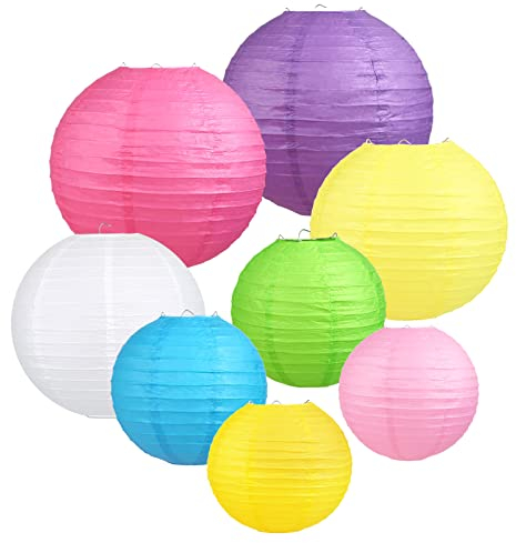 LIHAO 8X Papier Lampions Laterne Lampenschirm Hochtzeit Party Dekoration Ballform