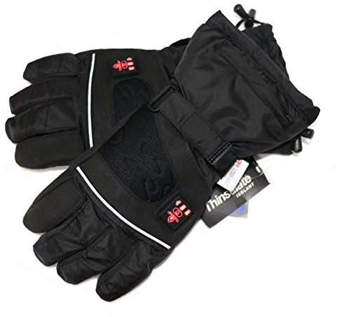 Thermrup Beheizbare Handschuhe mit 4 Stufen Temperaturregler, wasserabweichend atmungsaktive, Akkubetrieb (XL).schwarz