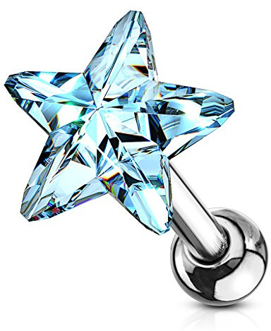 Autiga Tragus Ohr Piercing Stecker Helix Cartilage Barbell Stern Star Zirkonia Kristall Chirurgenstahl