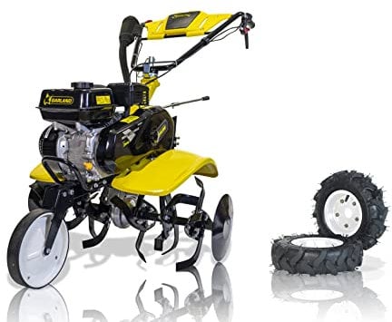 GARLAND Mule 1162NRQG-V20 - Motoazada de Gasolina - Motor 4 T de 208 CC y 81 kg. 6 Grupos de Fresas de 36 cm,Ancho de Trabajo 110 cm. 2V + MA. Progegeplantas y Rueda de Transporte Delantera.