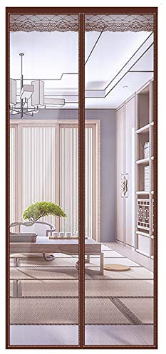 Insulated Curtain for Door 90x205CM, Household Soundproof Air Conditioner Partition Curtain Folding Door Close Automaticlly, for Balcony Sliding Doors Living Room Patio Door - D