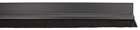 Amig - Burlete Adhesivo de sobreponer Mod.7 - Tira de Sellado con Cepillo de Pelo y Lamina de plástico Protectora - Aislante para bajo de Puertas - Recortable - PVC - Negro - 100x1x6 cm