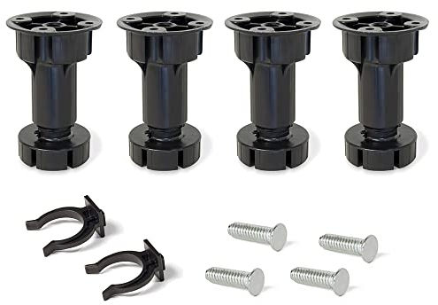 Evotrade Pieds pour meubles, pieds réglables pour cuisine, lot de 4 pièces + pinces, fabriqué en Italie (150 mm)