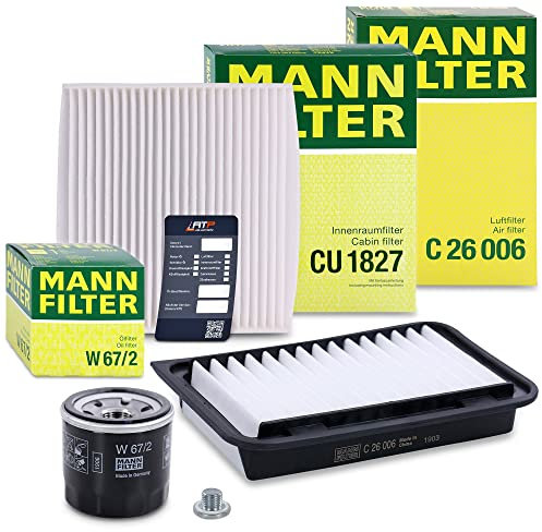 MANN-FILTER Inspektionspaket Filterset 1x Ölfilter, 1x Luftfilter, 1x Innenraumfilter, 1x Ölablassschraube mit Dichtring, 1x Ölwechselanhänger Kompatibel mit SUZUKI SWIFT IV (FZ, NZ)