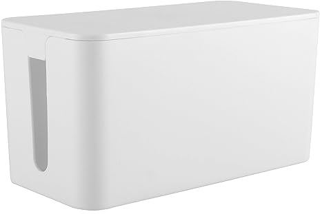 RICOO Nascondi Cavi Scatola Cavi Z2301-W - Organizza cavi, scatola per gestione cavi con 2 aperture laterali, ideale per scrivania, 23,5 x 11,5 x 12 cm, Bianco