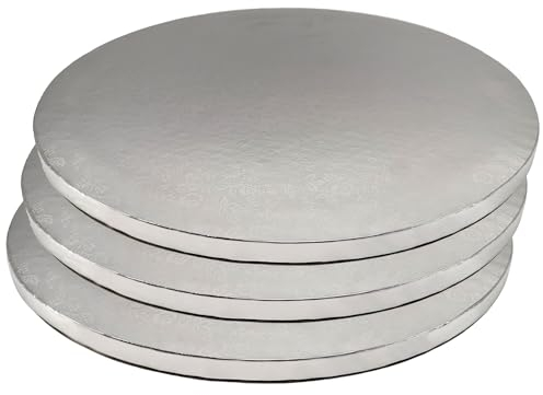 Tortenplatte Cake-Drum Kuchen-Platte stabil rund Ø 30 cm 1,2cm hoch, Cake Board für den Transport von Torten, wiederverwendbar, stabil, silber