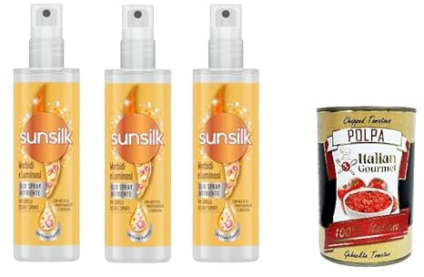 3x Sunsilk Olio Spray Morbidi e Luminosi Soft and Bright Ölsprays 150ml+ Italian Gourmet polpa 400g