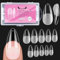 MrCuvaryas Kurze Mandel Nagelspitzen, 240 Stück Halbe Abdeckung Tips Für Gelnägel 10 Größen mit Kleber Feilen Nagelpuffer Block Nagelbürste Nagelknipser, Künstliche Nägel Zum Aufkleben Nail Art DIY