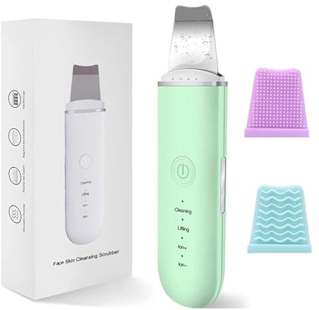 Depurador De Piel Facial, Dispositivo Peeling Ultrasónico Facial, Limpiador Facial Ultrasónico Profesional, USB Recargable Espátula Ultrasónica Facial Profesional Para Cuidado Facial(Color:green)