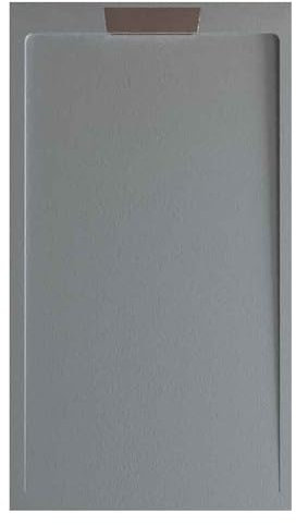 SOULBATH Plato de Ducha - Resina - Textura Liso/Piedra - Antideslizante - Color Gris Cemento - 180x90- Extraplano 3cm - Resistente Gel Coat - Incluye Válvula desagüe y Rejilla. Diseño Elegante.