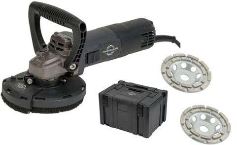 TRONGAARD BETONSCHLEIFER/SANIERUNGSFRÄSE/BETONFRÄSE/WINKELSCHLEIFER 1800W 125MM (mit Bügelgriff und Systemkoffer)