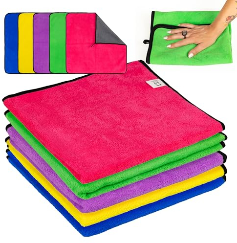 PureVelvet Set 5 Panni Microfibra Auto - Stracci Microfibra Cucina - Ideali per Mobili - In Fibra Tessile a Elevata Assorbenza
