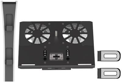 Lokyoyo Wall Stand Mount for PS5/PS5 Slim/ PS5 Pro, Kit with Cooling Fan & Charging Station, Shelf Floating Mount for PS5/PS5 Slim/Disc & Digital Console/ PS5 Pro, with RGB Light Switch Wall Bracket