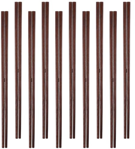 10 Paar 25 cm Essstäbchen Holz Chinesische Stäbchen Wiederverwendbar Esstäbchen Rutschfeste Stäbchen Kochstäbchen zum Essen Handgefertigt Essstäbchen Spülmaschinenfest für Küche Esszimmer