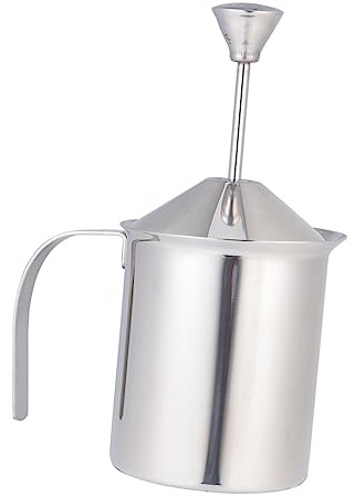 Milchaufschäumer und Deckel aus Edelstahl 400cc mit Doppelschichtfilter