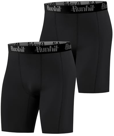 Runhit 1 oder 2 Pack Herren Kompressionsshorts - Schnelltrocknende Fußball Unterziehhose Laufhose Laufunterwäsche Atmungsaktive Radlerhose Männer Base Layer Kompressionshose Tights Kurz