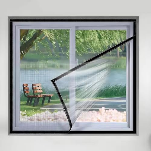 Fliegengitter FüR Bodentiefe Fenster 125x150cm Noir Glasfaser Gewebe Schutz Gegen Avec Ruban Auto-Aggripant pour Portes, Patio, Porte d Entrée Intérieur, Couloirs