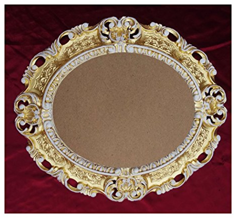 Lnxp BILDERRAHMEN ANTIK BAROCK in der Farbe: Gold/Weiß Dualcolor 45x38 cm OVAL REPRO Bilder für 28x22 cm oder 22x28 cm BAROCKRAHMEN BILDER DEKO 46R