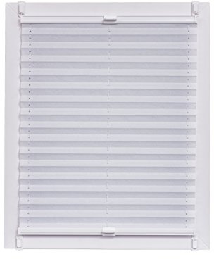 Plissee Made in Germany, Tageslicht, Echtcrush, weiss, Klemmfix, weisse Schiene, 80 x 220
