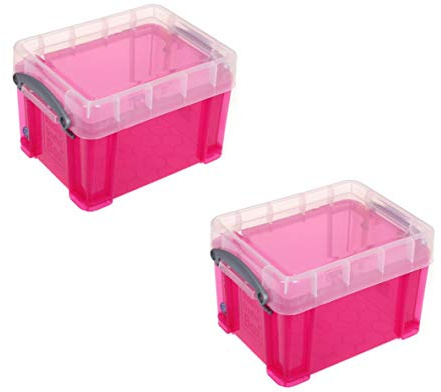 Really Useful Pink 3 Litre Storage Box Pack of Two - 24.5 cm x 16 cm x 18 cm