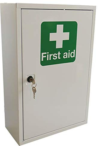 PDL - Pegdev Small Lockable White Metal First Aid Kit Cabinet - Wall Mounted Storage for Emergency - Safe & Secure. (Small)
