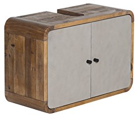Woodkings® Waschbeckenunterschrank Dingle Holz Pinie rustikal und MDF Betonoptik grau Badezimmermöbel Unterschrank Badschrank Badmöbel hängend für kleines Bad
