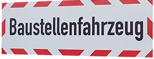UvV Kfz reflektierendes Zusatzschild (Aufkleber) - Baustellenfahrzeug - Reflexfolie RA1 (30 x 10 Klebefolie)