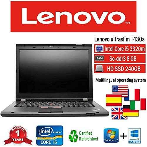 Notebook Reconditionné T430S I5 3320M 2.60 Ghz 8Gb 240Gb Ssd W10 Pro (Reconditionné)