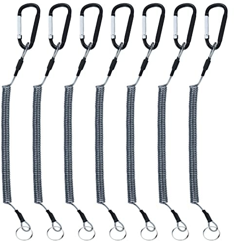 BB Hapeayou Fishing Lanyard Heavy Duty Retractable Coiled Tether with Carabiner and Split Ring for Pliers, Boating, Tools (Style 2)