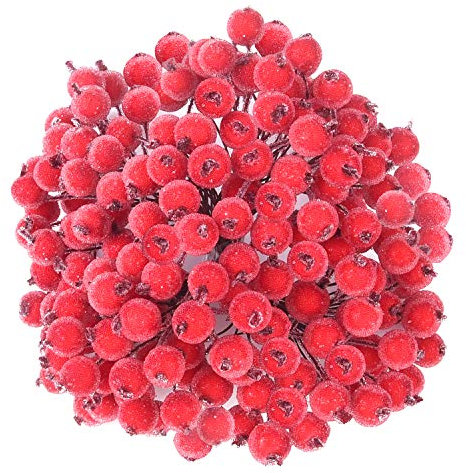 TUPARKA Holly Beeren Weihnachten Dekoration Weihnachtskranz Dekoration Künstliche Holly Berry zum Basteln Geschenken Dekoration (240, Red Frosted, 1.2cm)