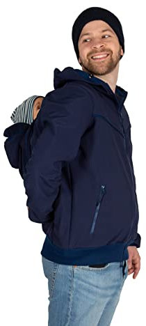 Viva la Mama - Männerjacke zum Babytragen Vorn und Hinten, Allwetter, Softshell - Explorer Plus - Marine - L
