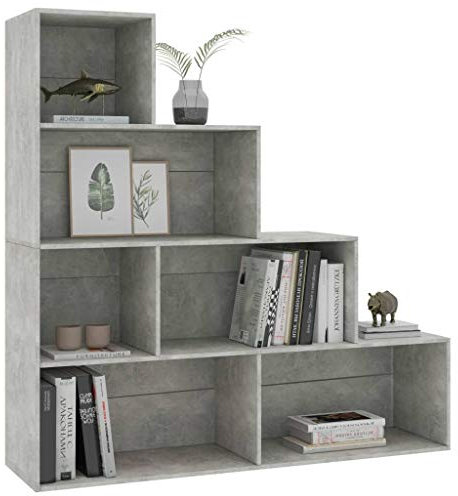 Festnight Libreria/Divisorio Grigio Cemento 155x24x160 cm in Truciolato