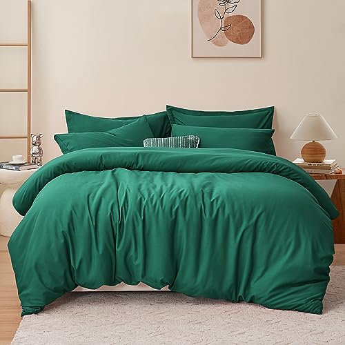 RUIKASI Green King Size Duvet Cover Sets Bedding Set - Green Duvet Cover Kingsize Bed Set with Zip, Soft Brushed Microfibre Duvet King Size Covers Set Quilt Cover with 2 Pillowcases