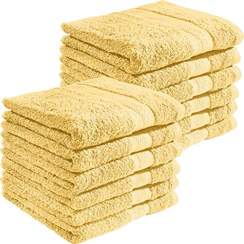 REDBEST Handtuchset, Frottierset 12er-Pack Chicago hellgelb Größe 50x100 cm - saugstark, strapazierfähig, ideal für Reisen, Sport (weitere Farben)