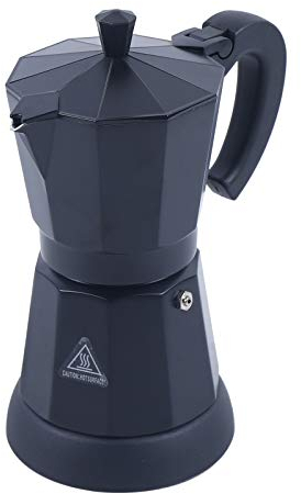 Cafetera espresso apta para cafetera moka de 300 ml/6 tazas, 220-240 V / 50 Hz, aluminio, color negro