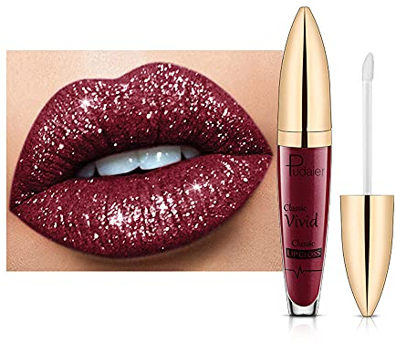 9 Farben Glitter Lippenstift, Metallic Sparkly Lipgloss, Diamonds Pearl Shimmer Lippenstift, langlebige wasserdichte Lipgloss Glasur für natürliche glatte, bequeme Lippen (#03)