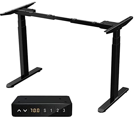 AIMEZO Height Adjustable Standing Desk Frame with Dual Motors, 3 Stage Electric Stand Up Desk with Memory Pannel and Anti-collision System, Black Frame Only