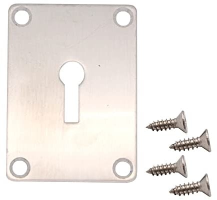 Repair Escutcheon Key Hole Cover Plate Screw Fix Satin Stainless Steel 65 x 47mm