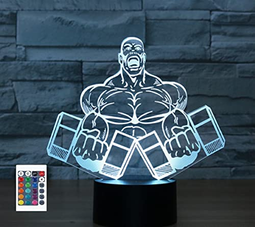 3D Hantel Fitness-Fernbedienung 16 Farben Nachtlichter Illusion Acryl LED-Tisch Nachttischlampe Kinderzimmer Schreibtisch Dekoration Geburtstagsgeschenke Spielzeug für Kinder