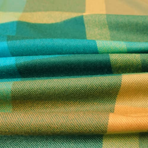 Lorenzo Cana - Alpakadecke aus 100% Alpaka - Sofadecke Wohndecke Kuscheldecke Decke - 135 x 200 cm - Petrol Ocker Türkis Grün - 96312