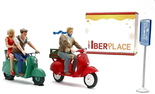 Sensationelles Iberplace Figuren-Set im Maßstab 1:22,5, Spur G - Inklusive Personen, Motorrad, Roller und Zubehör - Ideal für Eisenbahn, Gartenbahn, Modellbau und Dioramen