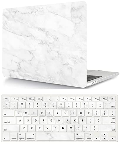 Laptop Hülle für Neues MacBook Air 13,6 Zoll Modell A2681 M2 2022 Freisetzung mit Liquid Retina Display Touch ID, Plastik Schützend Hartschale Case Cover & Tastaturschutz, weißer Marmor
