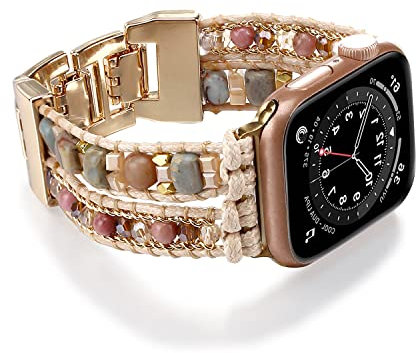 Wingoden Boho - Pulsera compatible con Apple Watch Bands for Women Men 38mm/40mm/41mm 44mm/45mm/49mm/42mm Natural Stone Beaded iWatch Band Apple Watch Strap Ultra Series 9/8/7/6/5/4/3/2/1/SE/Ultra 2,