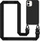 Tawarror Funda con Cuerda para iPhone 11, Carcasa de Silicona Líquida, Case con Correa Colgante Ajustable Collar Correa de Cuello Cadena Cordón, Negro