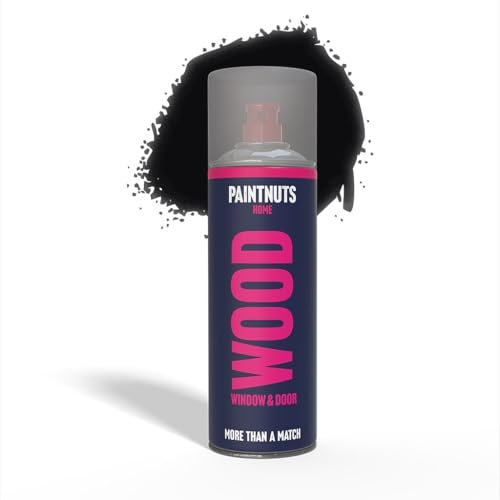 Paintnuts Wood Window & Door Paint - RAL-9005 - JET BLACK Satin 400ml Spray Can