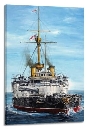 LADV Vintage Schlachtschiff Poster 1890 HMS Victoria Dekorative Malerei Leinwand Wandkunst Bild 60 x 90 cm