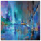 ARTland Wanddeko Glasbilder Wandbild Glas Bild einteilig 40x40 cm Quadratisch Abstrakte Kunst Architektur Brücke Wasser Himmel Blau Licht Farbe U4UJ