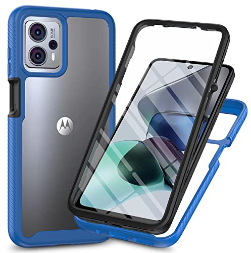 XINNI Hülle für Motorola Moto G23 / Moto G13, 360 Grad Stoßfeste Schutzhülle mit Integriertem Bildschirmschutz, Robuster Bumper Outdoor Full Body Case, Dunkelblau